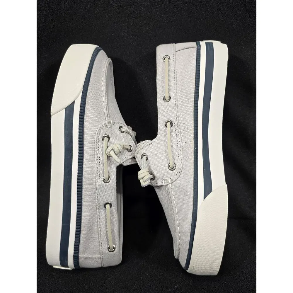 Sperry Bahama 3.0 Platform Women's Grey Navy Boat Shoes Size 8.5